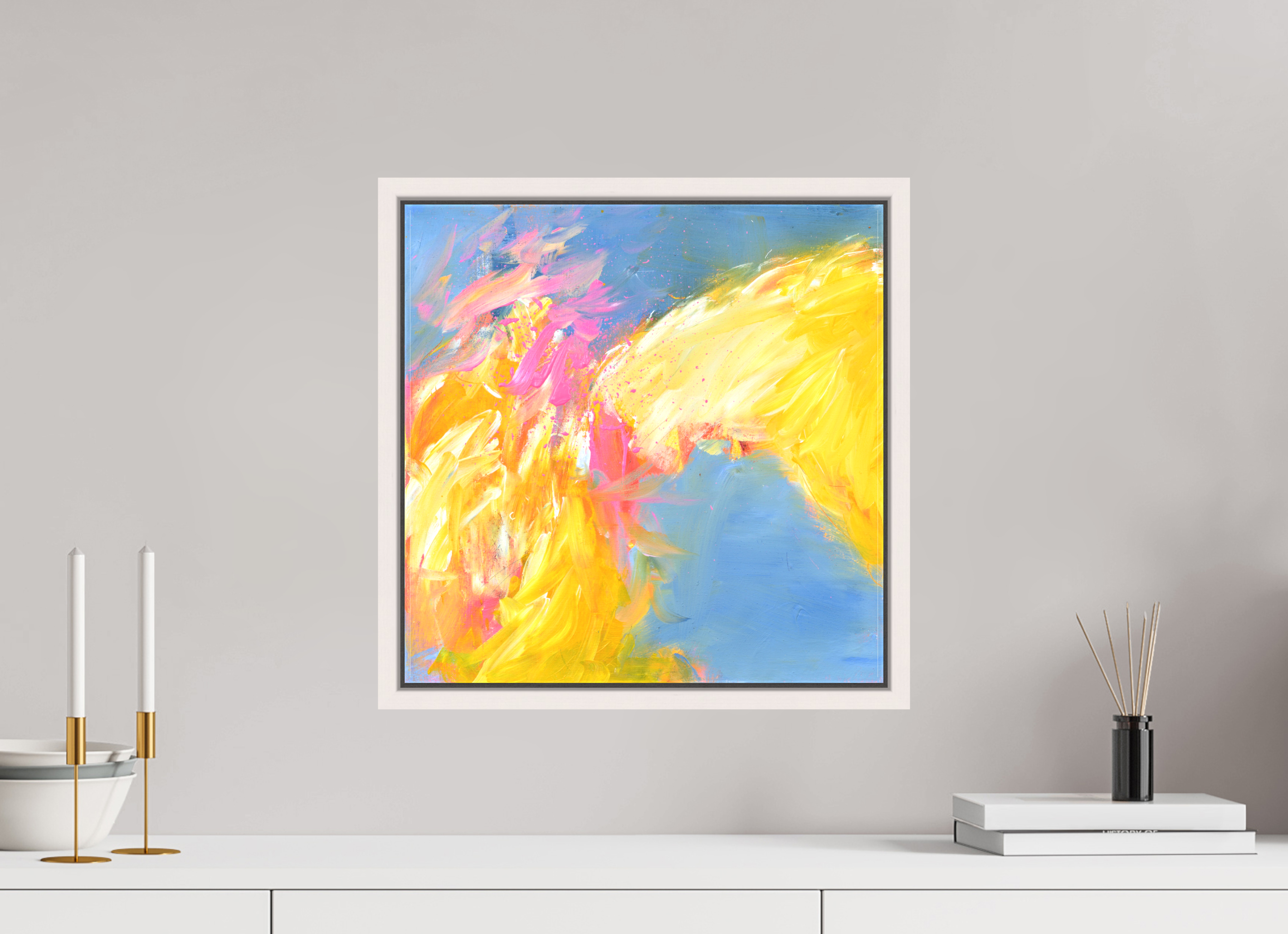 40 x 40 cm, Canvas Print - offwhite Frame Ein freudvoller Beginn - Canvas Print