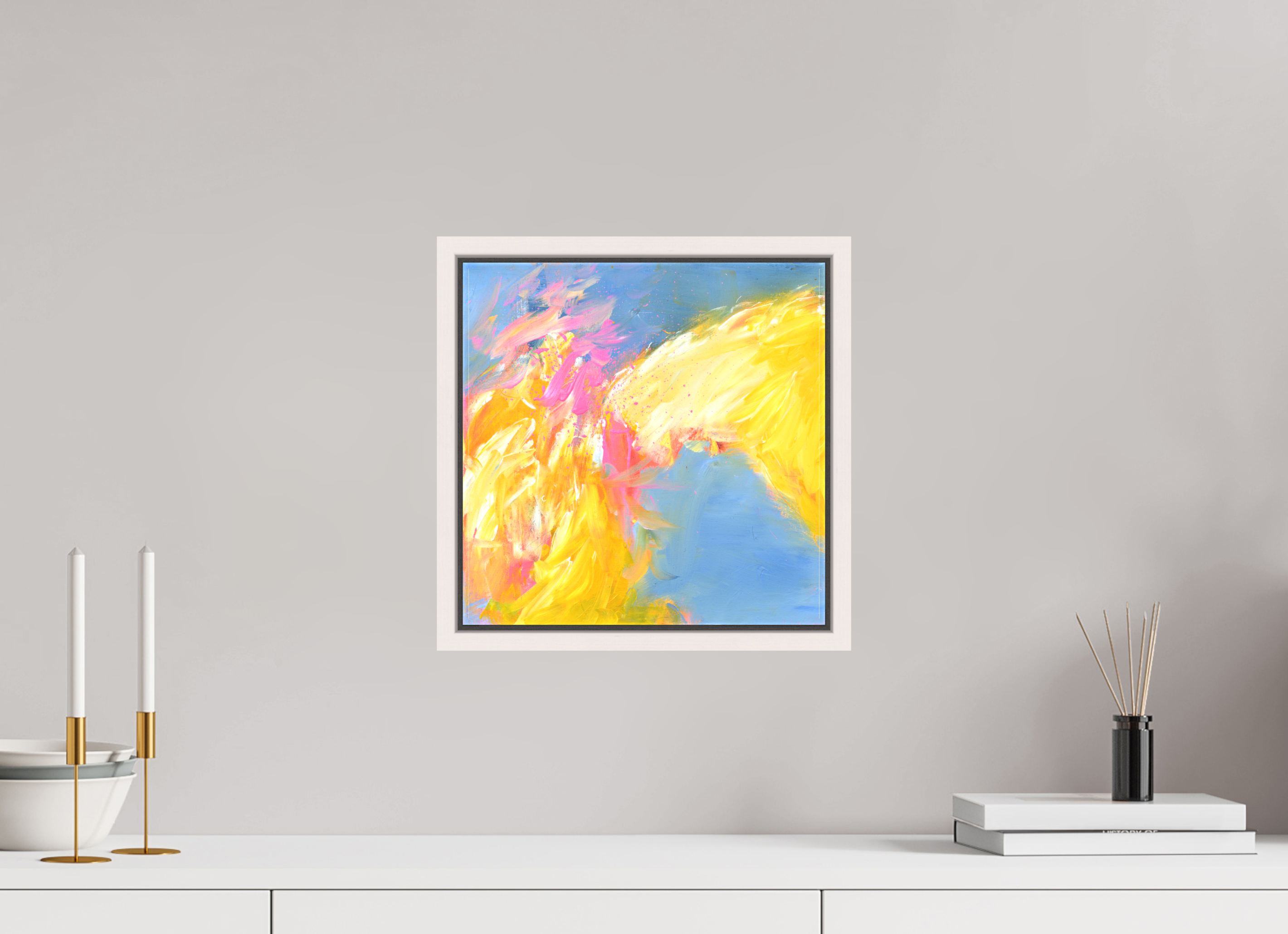 30 x 30 cm, Canvas Print - offwhite Frame Ein freudvoller Beginn - Canvas Print