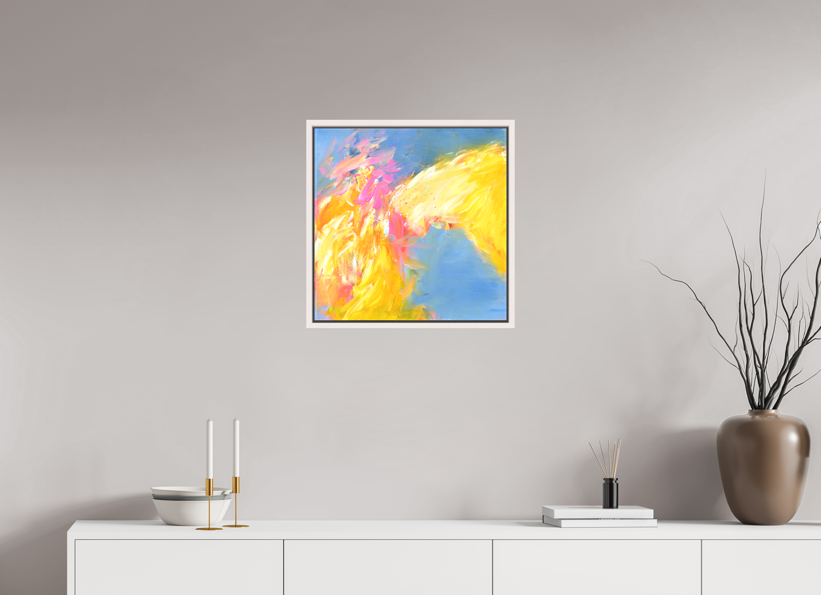 50 x 50 cm, Canvas Print - offwhite Frame Ein freudvoller Beginn - Canvas Print