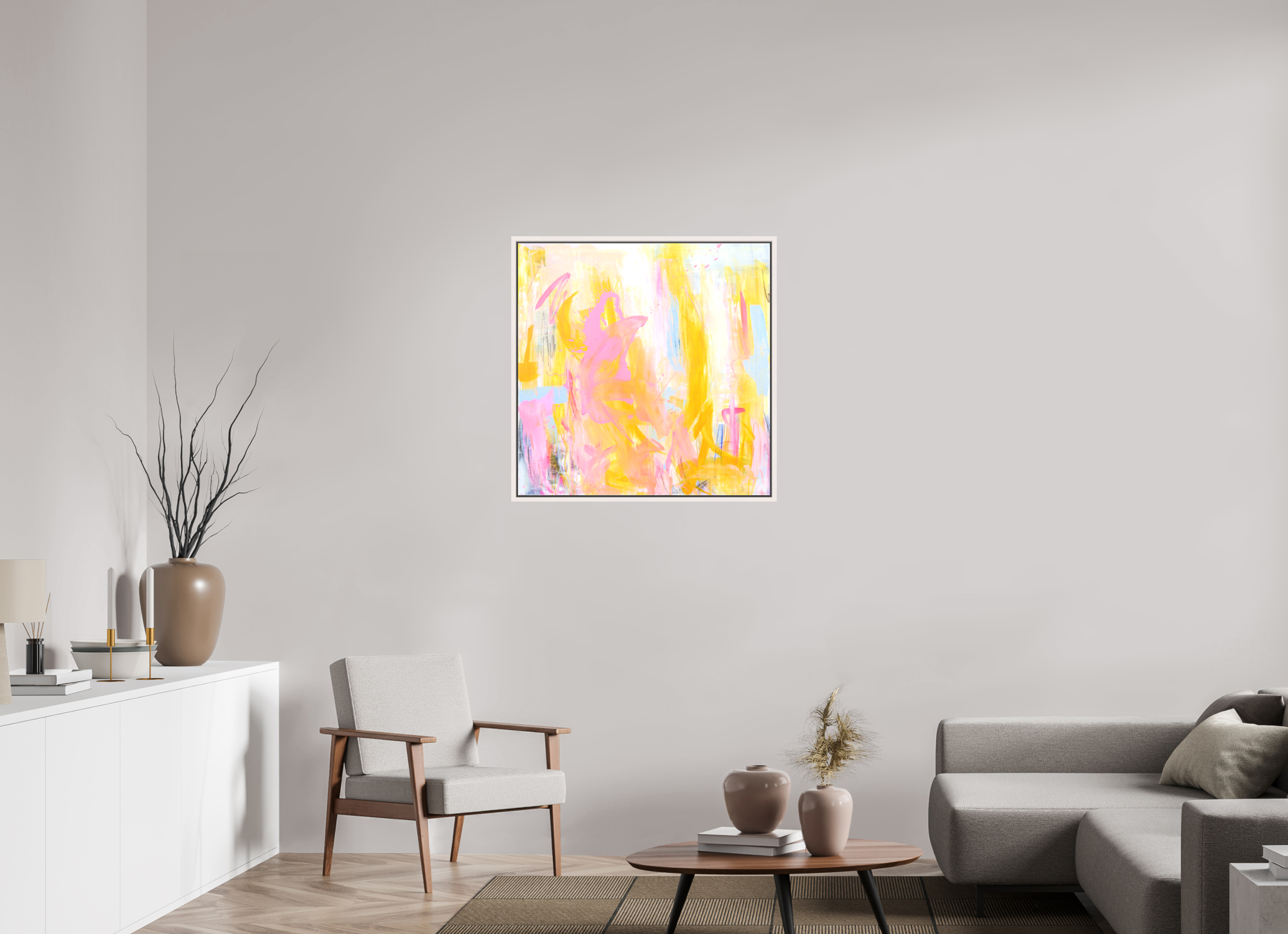 80 x 80 cm, Canvas Print - offwhite Frame Joy