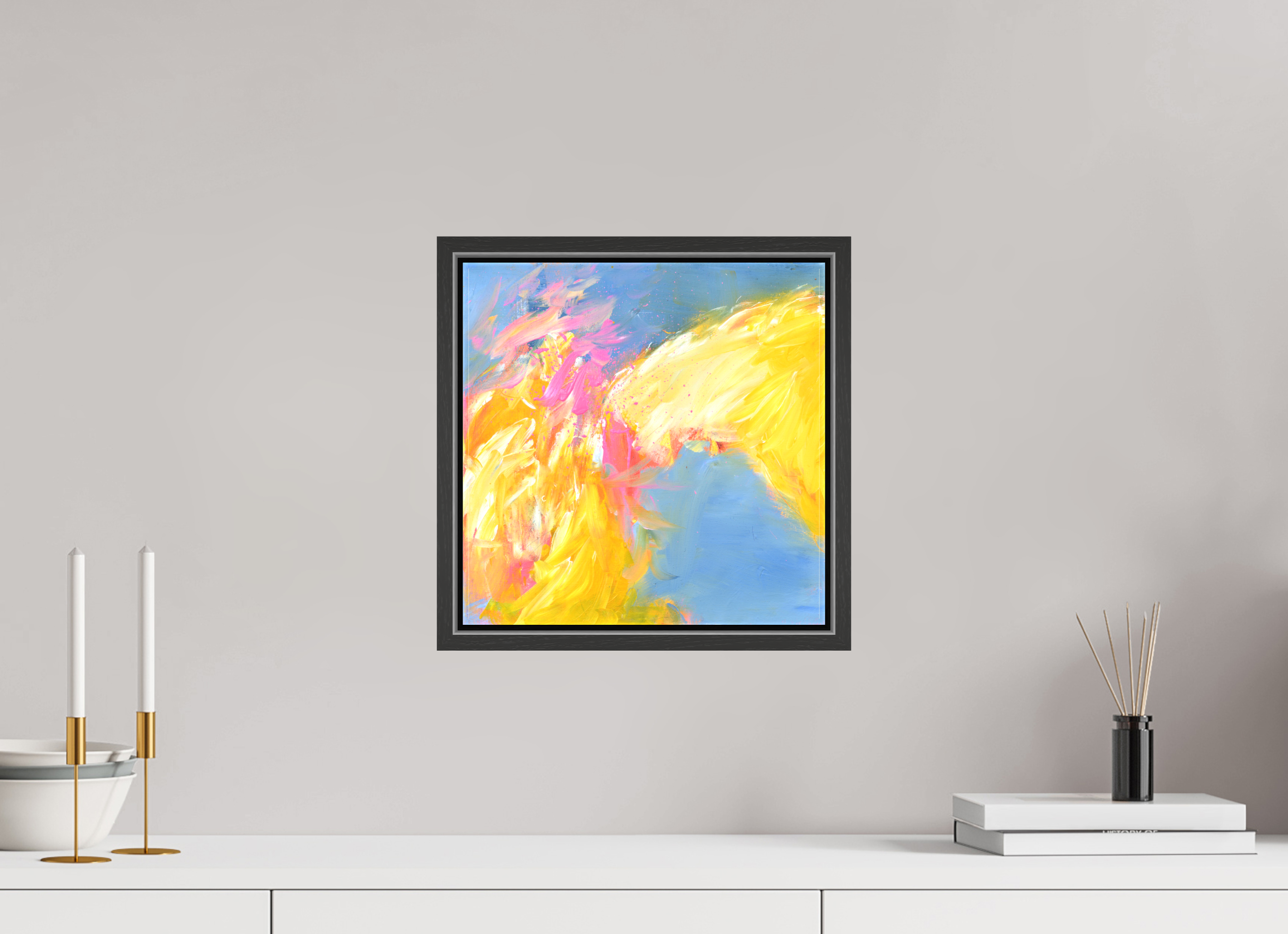 30 x 30 cm, Canvas Print - Black Frame Ein freudvoller Beginn - Canvas Print