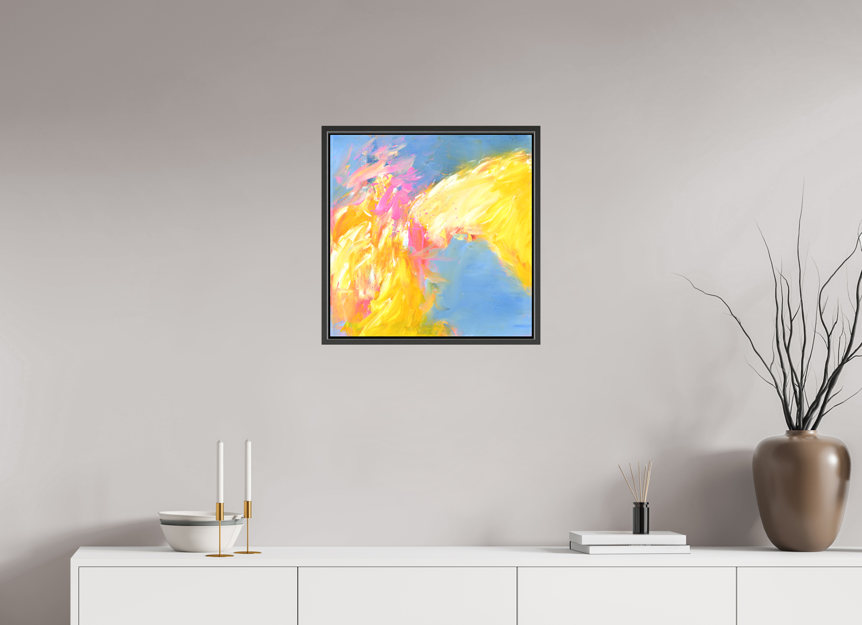 50 x 50 cm, Canvas Print - Black Frame Ein freudvoller Beginn - Canvas Print