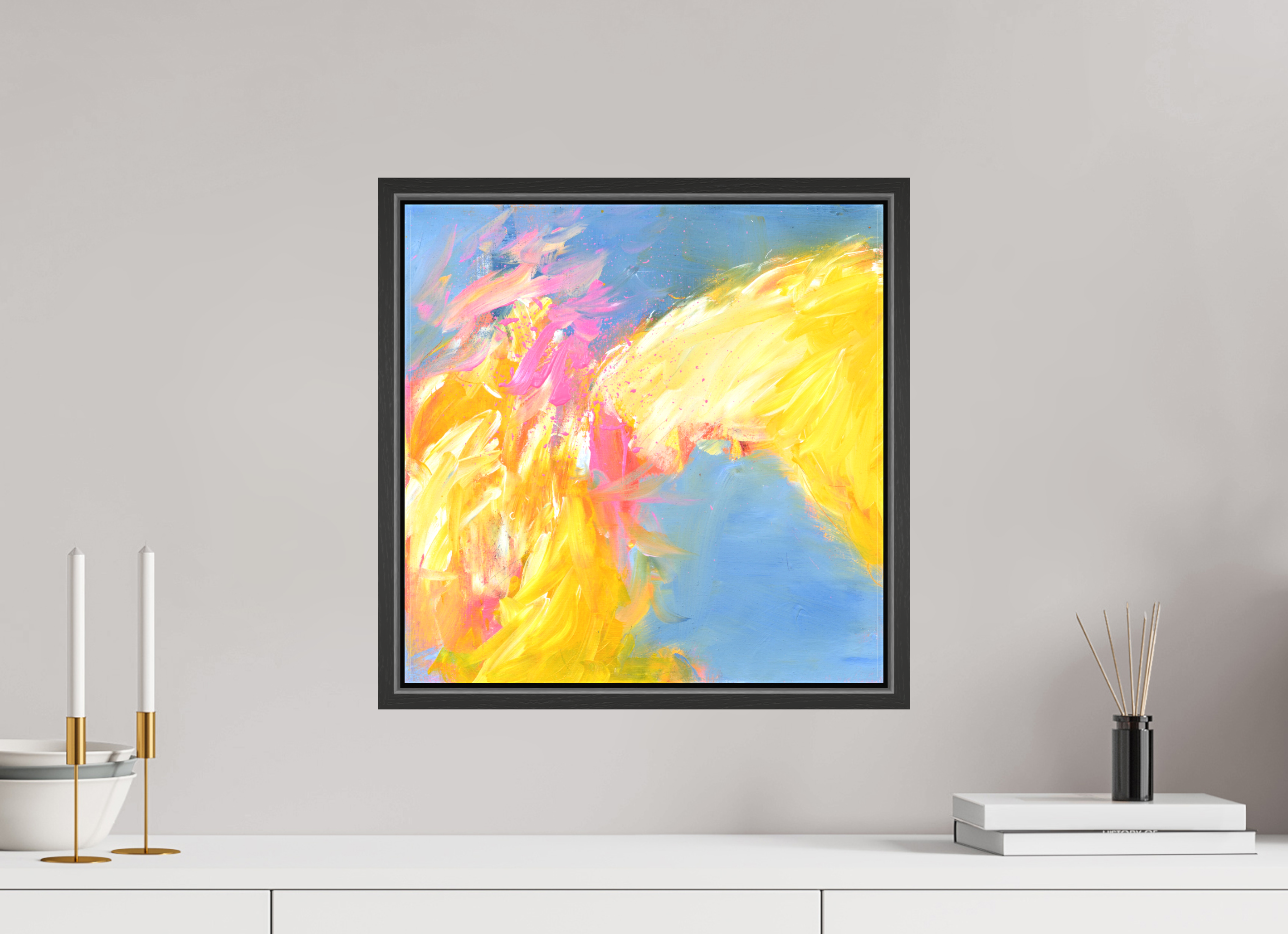 40 x 40 cm, Canvas Print - Black Frame Ein freudvoller Beginn - Canvas Print