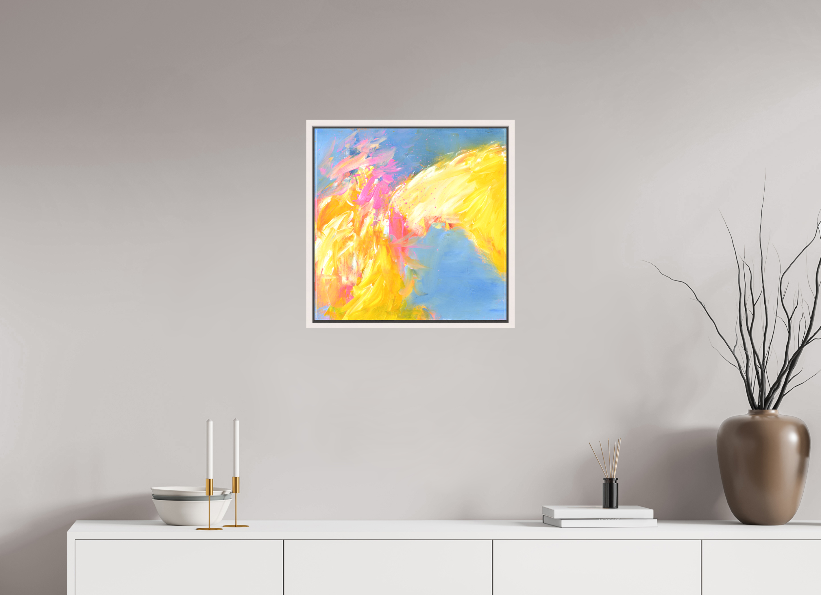 50 x 50 cm, Canvas Print - offwhite Frame Ein freudvoller Beginn - Canvas Print